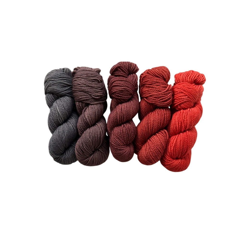 New Fiberstory Gradient Sock Yarn Set Fave Finch Red Grey 400yds Total Hand Dyed - Picture 2 of 5
